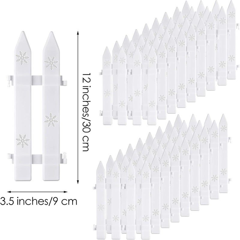 MCEAST 36 Pieces Christmas Tree Fences White Picket Fence Border 4.6 x 12 Inches Mini Plastic Decorative Fences Christmas Tree Barrier for Dogs Kids Home Wedding Fairy Garden Party - Image 2